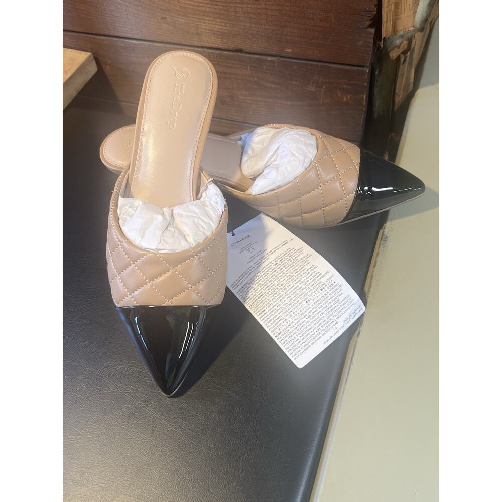 The Drop Women's Paulina Pointed-Toe Two-Tone Mule Praline Quilted Size 7